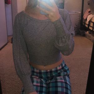 grey fashion nova cropped long sleeve